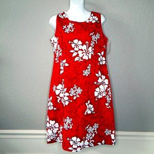 Pacific Legend Apparel Short Red Hibiscus Tank Dress Size L Made in Hawaii